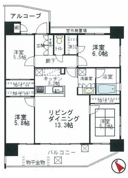 Floor plan. 4LDK, Price 20,900,000 yen, Occupied area 87.53 sq m , Balcony area 15.22 sq m