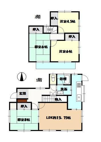 Floor plan. 9.8 million yen, 4LDK, Land area 186.65 sq m , Building area 95.63 sq m