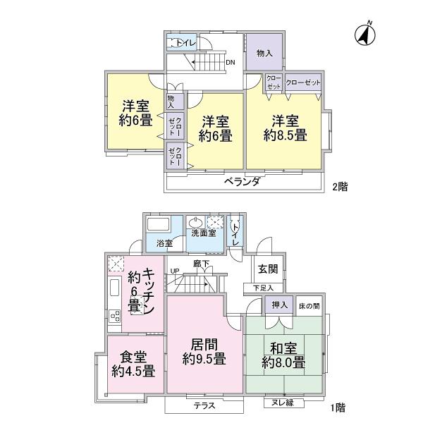 Floor plan. 14.8 million yen, 4LDK + S (storeroom), Land area 182.41 sq m , Building area 121.72 sq m