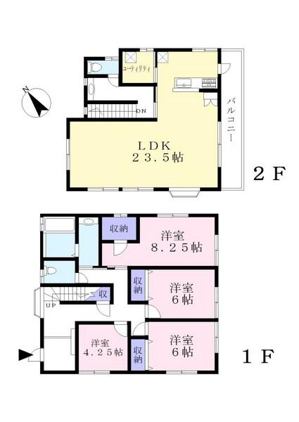 Floor plan. 25,800,000 yen, 4LDK, Land area 186.4 sq m , Building area 129.86 sq m