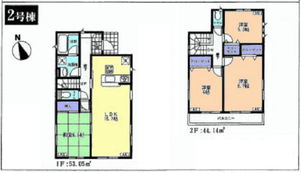 Floor plan. (Building 2), Price 26,800,000 yen, 4LDK, Land area 139.53 sq m , Building area 97.19 sq m