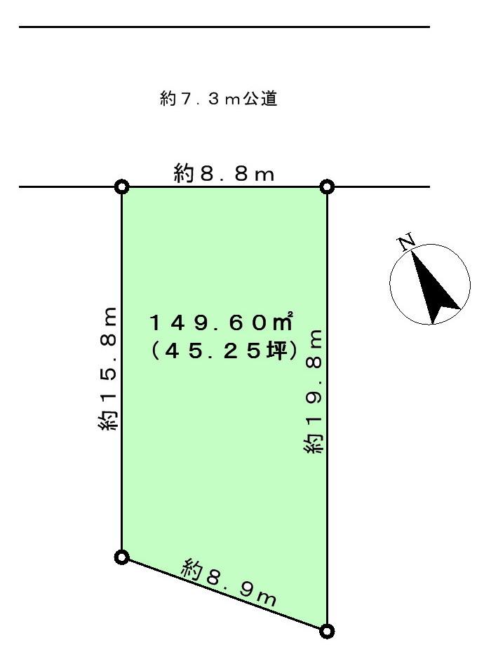 Compartment figure. Land price 9.8 million yen, Land area 149.6 sq m about 45 square meters of land. 