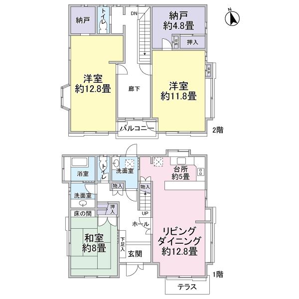 Floor plan. 12.8 million yen, 3LDK + 2S (storeroom), Land area 228.2 sq m , Building area 138.9 sq m floor plan