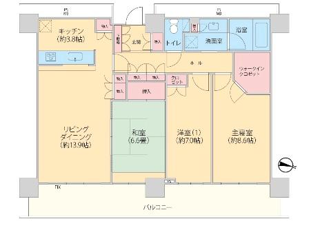 Floor plan. 3LDK, Price 31,300,000 yen, Footprint 92.2 sq m , It is refreshing floor plan facing the balcony area 19.56 sq m All rooms have balcony.