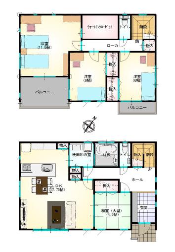 Floor plan. 34,800,000 yen, 4LDK, Land area 141 sq m , Building area 120.06 sq m
