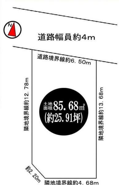 Compartment figure. Land price 4.5 million yen, Land area 85.68 sq m