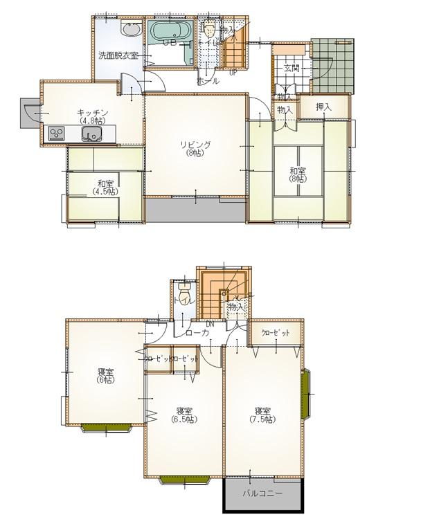 Floor plan. 8 million yen, 5LDK, Land area 170.69 sq m , Building area 107.23 sq m
