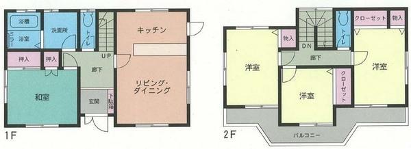 Floor plan. 9,480,000 yen, 4LDK, Land area 179.32 sq m , Building area 89.42 sq m