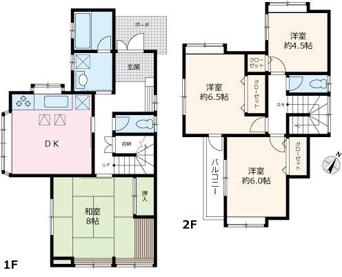 Floor plan. 8.8 million yen, 4DK, Land area 243.05 sq m , Perfect 4DK to building area 93.55 sq m family