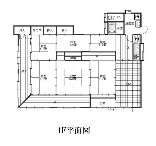 Floor plan. 13.8 million yen, 6DK, Land area 665.32 sq m , Building area 114.38 sq m Togane island Existing home