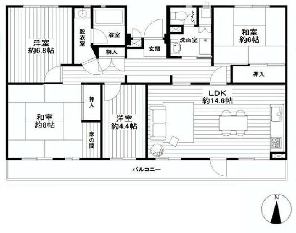 Floor plan. 4LDK, Price 9.99 million yen, Occupied area 97.18 sq m , Balcony area 15.18 sq m