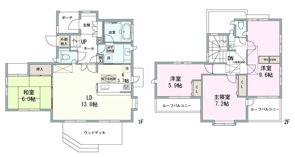 Floor plan. 34,800,000 yen, 5LDK, Land area 179.74 sq m , 4LDK also possible in the building area 110.98 sq m 2 floor partition storage removal (additional cost required)