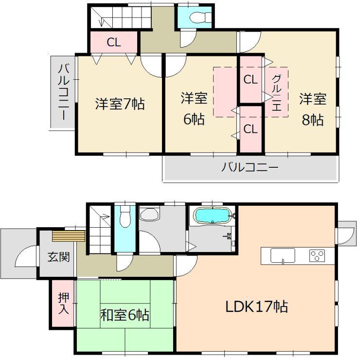 Floor plan. (1 Building), Price 21,750,000 yen, 4LDK, Land area 200.01 sq m , Building area 103.09 sq m