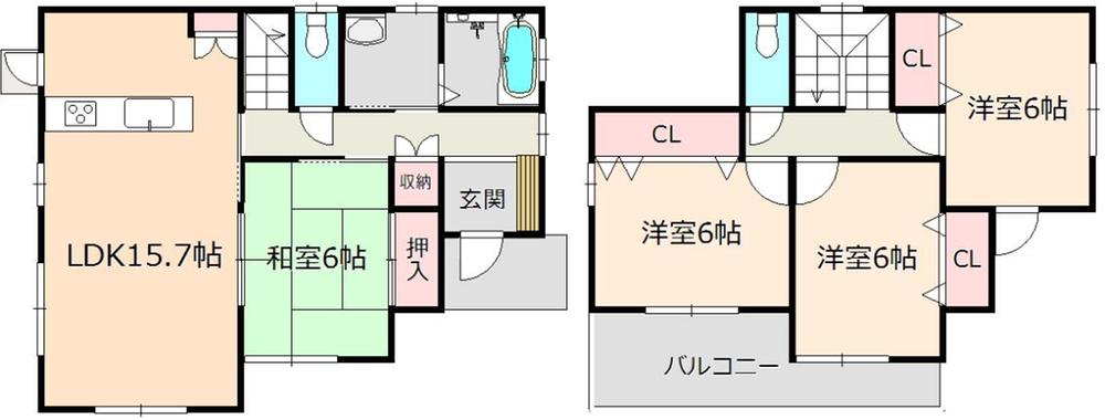 Floor plan. (6 Building), Price 21,350,000 yen, 4LDK, Land area 151.13 sq m , Building area 100.19 sq m