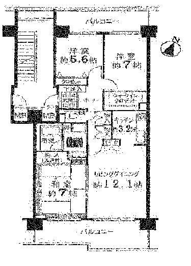 Floor plan. 3LDK, Price 14.3 million yen, Occupied area 83.99 sq m , Balcony area 23.45 sq m
