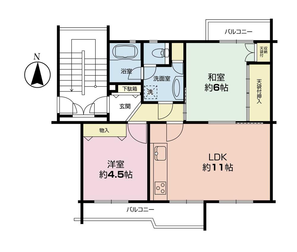 Floor plan. 2LDK, Price 7 million yen, Occupied area 56.81 sq m , Balcony area 17 sq m