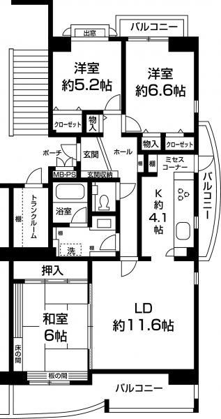 Floor plan. 3LDK, Price 14.8 million yen, Occupied area 97.18 sq m , Balcony area 15.18 sq m