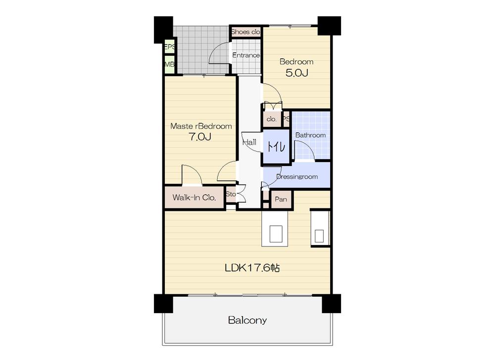 Floor plan. 2LDK + S (storeroom), Price 22,800,000 yen, Occupied area 68.93 sq m , Balcony area 13.6 sq m