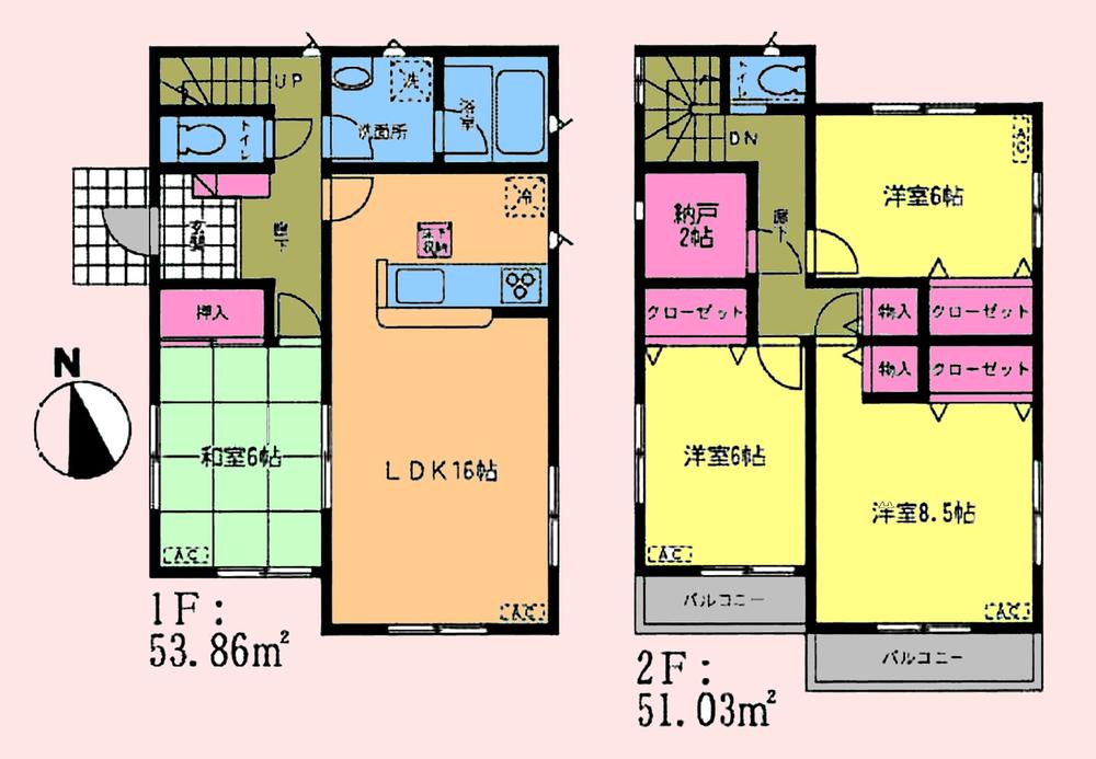 Floor plan. (Building 2), Price 19,800,000 yen, 4LDK, Land area 182.33 sq m , Building area 104.89 sq m