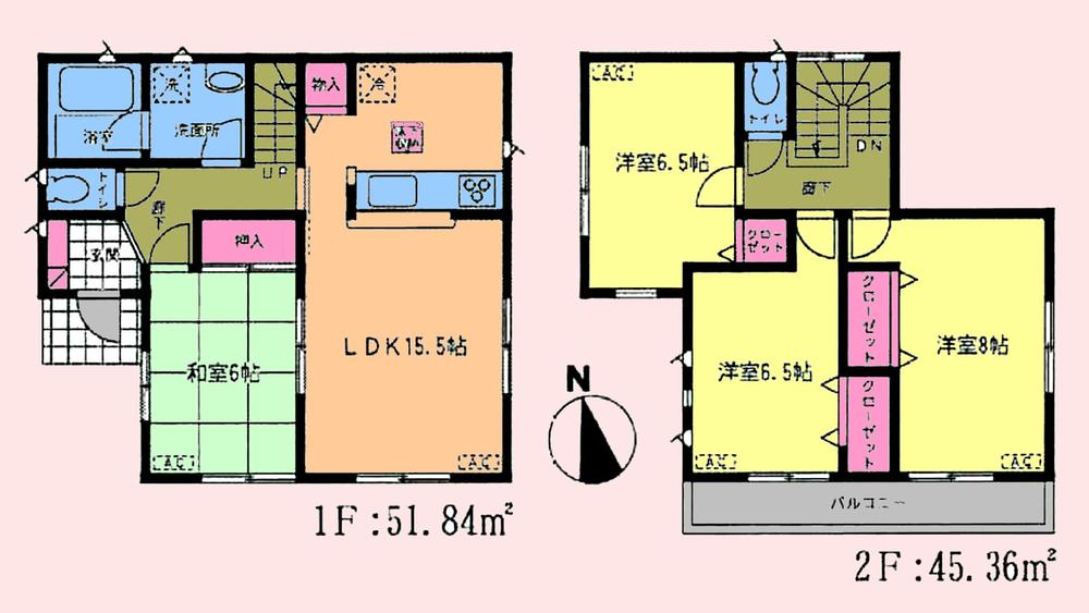 Floor plan. (3 Building), Price 19,800,000 yen, 4LDK, Land area 165 sq m , Building area 97.2 sq m