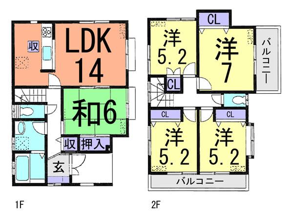 Floor plan. (1 Building), Price 24,800,000 yen, 5LDK, Land area 249.84 sq m , Building area 100.61 sq m