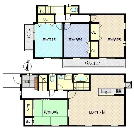Floor plan. (3 Building), Price 25,800,000 yen, 4LDK, Land area 200.04 sq m , Building area 105.58 sq m