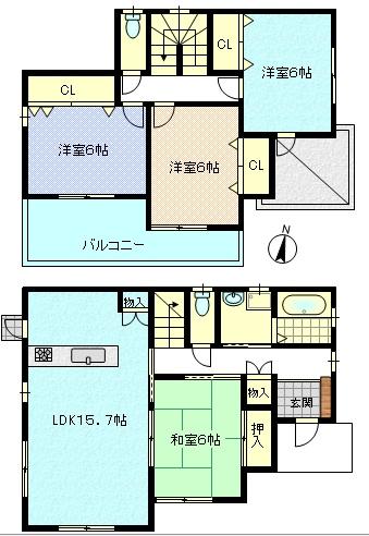 Floor plan. (6 Building), Price 22,800,000 yen, 4LDK, Land area 151.13 sq m , Building area 100.19 sq m