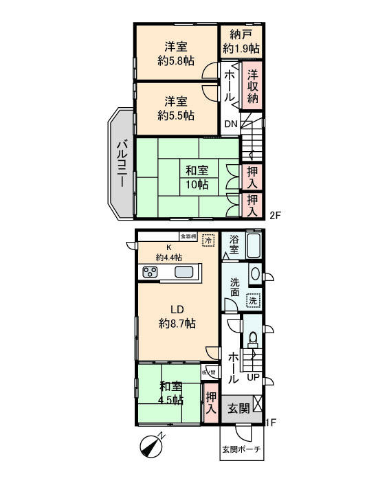 Floor plan. 9.8 million yen, 4LDK + S (storeroom), Land area 115.41 sq m , Building area 96.1 sq m