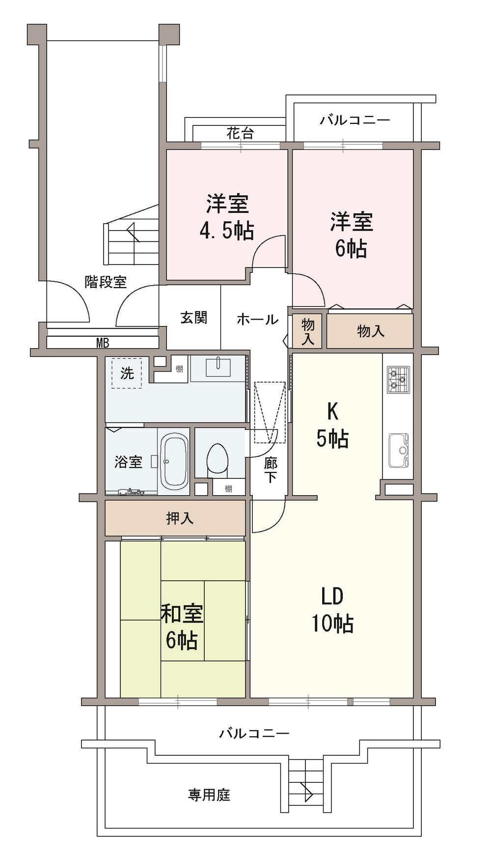 Floor plan. 3LDK, Price 12.8 million yen, Occupied area 81.92 sq m , Balcony area 11.75 sq m private garden 3LDK