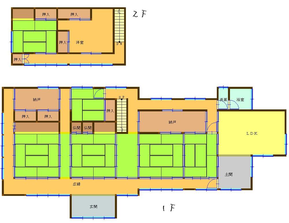 Floor plan. 25,500,000 yen, 7LDK + 2S (storeroom), Land area 669 sq m , Building area 229 sq m floor plan is also wide