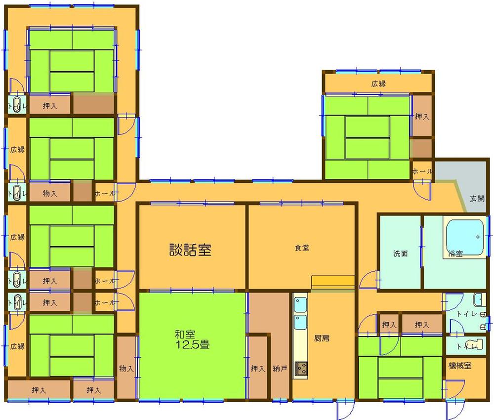 Floor plan. 110 million yen, 9LDK + S (storeroom), Land area 4,923.47 sq m , It is a building area of ​​272.34 sq m wide floor plan, Okay also call full of friends in sanatorium