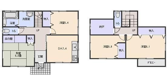 Floor plan. 13.8 million yen, 4DK, Land area 231.43 sq m , Building area 105.25 sq m 4SDK