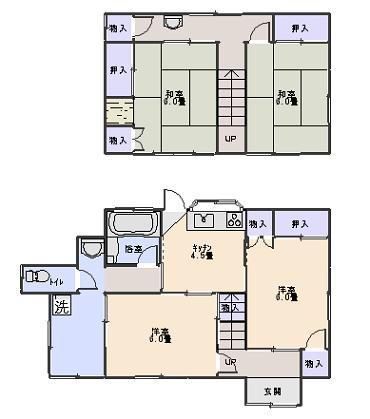 Floor plan. 8.5 million yen, 4DK + S (storeroom), Land area 228.09 sq m , Building area 81.69 sq m 4SDK