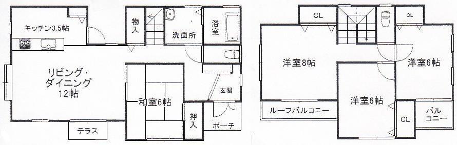 Floor plan. 13,900,000 yen, 4LDK, Land area 182.95 sq m , Building area 103.42 sq m
