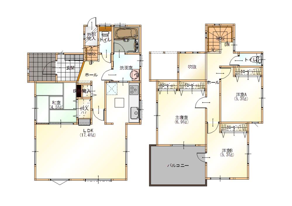 Floor plan. Price 22,800,000 yen, 4LDK, Land area 191.06 sq m , Building area 99.36 sq m