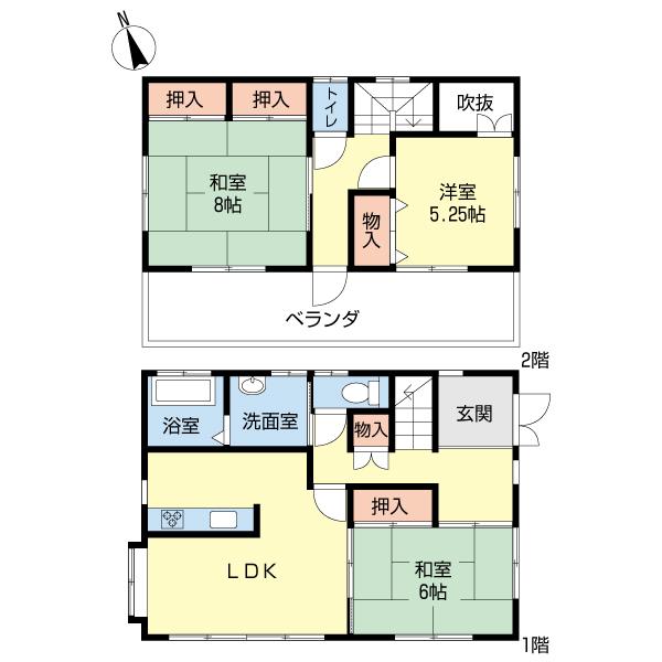 Floor plan. 13,900,000 yen, 3LDK, Land area 198 sq m , Building area 105 sq m   [Floor plan]