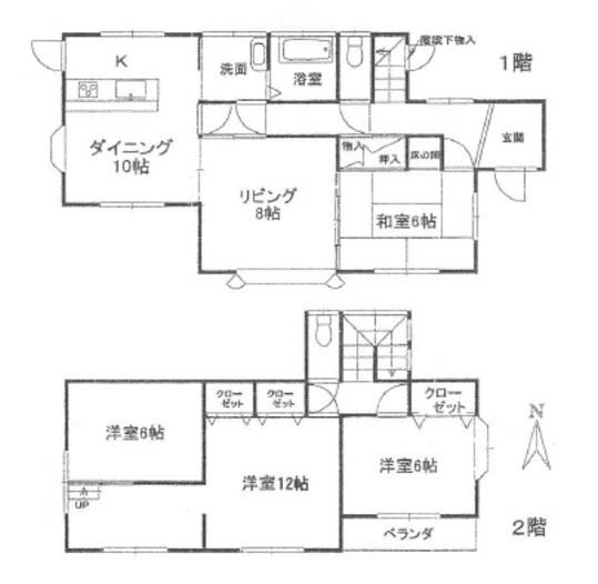 Floor plan. 8.9 million yen, 4LDK, Land area 183.68 sq m , Building area 114.24 sq m