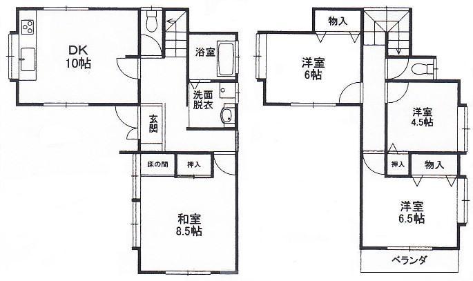 Floor plan. 9.8 million yen, 4DK, Land area 165.32 sq m , Building area 96.69 sq m