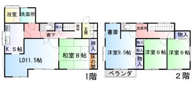 Floor plan. 13,900,000 yen, 4LDK, Land area 187.83 sq m , Building area 121.19 sq m Togane Hiyoshidai 3-16-1