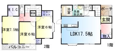 Floor plan. 13,900,000 yen, 3LDK, Land area 184.08 sq m , Building area 93.57 sq m ◎ 3LDK Popular living stairs !!