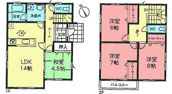 Floor plan. 20.8 million yen, 4LDK, Land area 195.1 sq m , Building area 95.22 sq m