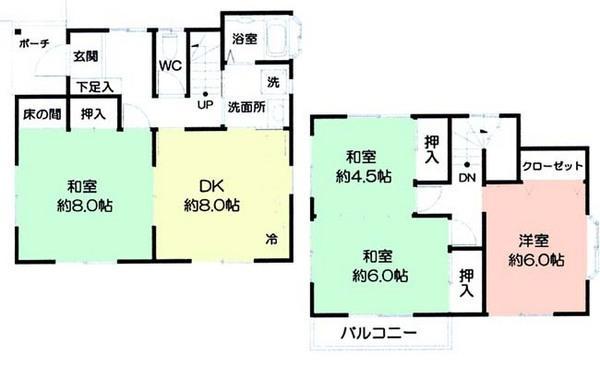 Floor plan. 4 million yen, 4DK, Land area 106 sq m , Building area 82.8 sq m