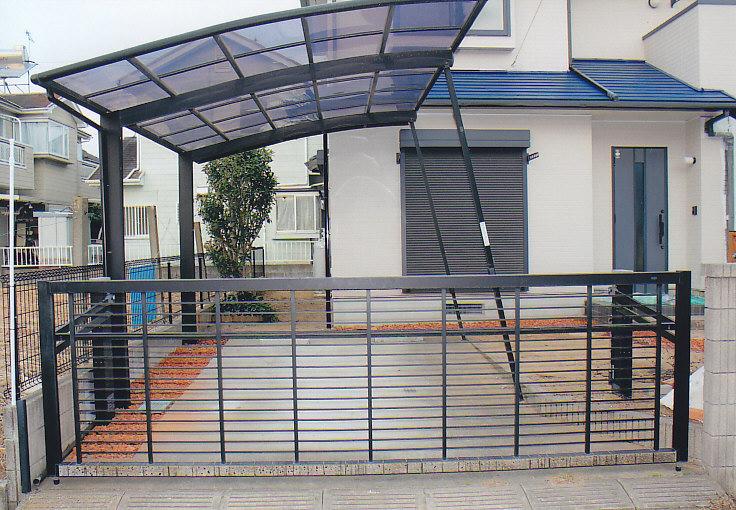 Parking lot. Carport with roof