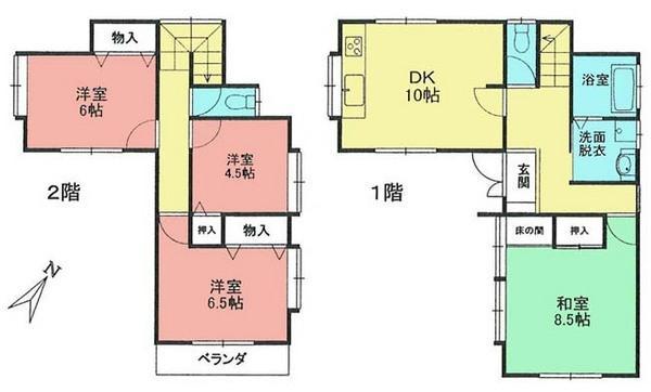 Floor plan. 9.8 million yen, 4DK, Land area 165.32 sq m , Building area 96.69 sq m