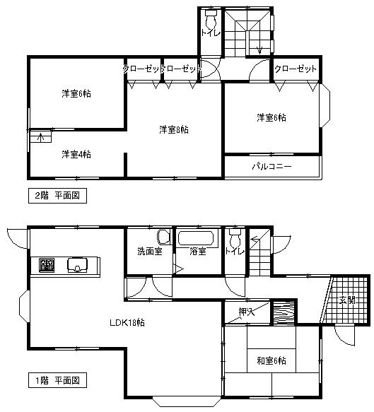 Floor plan. 8.9 million yen, 4LDK, Land area 183.68 sq m , Building area 114.24 sq m