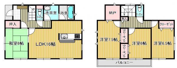Floor plan. 21,800,000 yen, 4LDK, Land area 191.4 sq m , Building area 101.65 sq m