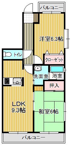 Floor plan. 2LDK, Price 13,900,000 yen, Occupied area 55.28 sq m