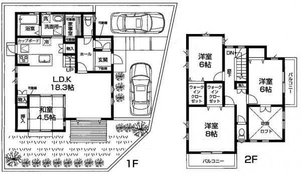 Floor plan. 33,800,000 yen, 4LDK, Land area 155.16 sq m , Building area 110.55 sq m