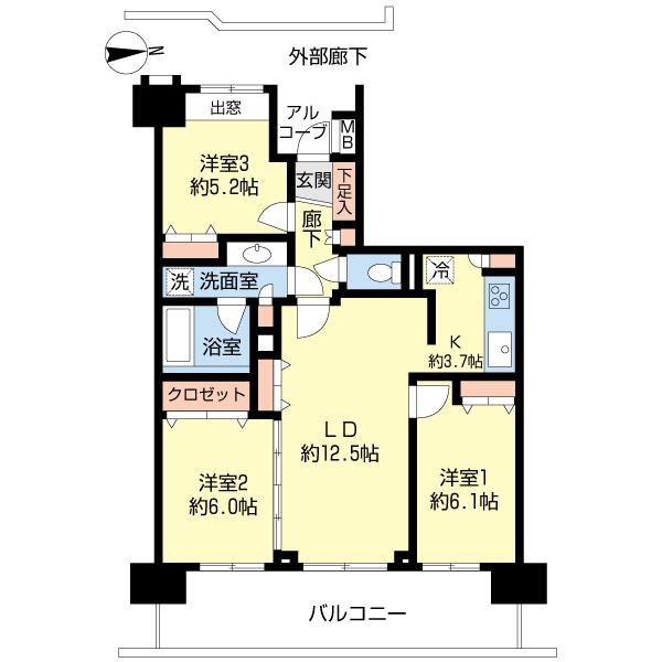 Floor plan. 3LDK, Price 17.5 million yen, Occupied area 70.04 sq m , Balcony area 16.4 sq m
