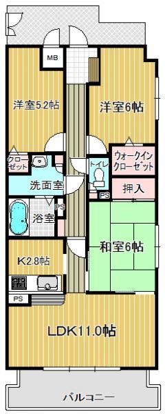 Floor plan. 3LDK, Price 13.5 million yen, Occupied area 70.23 sq m